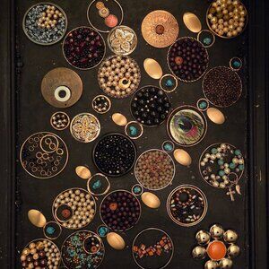 Organic Geometry – Mixed Media Assemblage Art (7x7)
